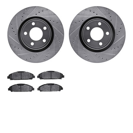 DYNAMIC FRICTION CO 7502-54062, Rotors-Drilled and Slotted-Silver with 5000 Advanced Brake Pads, Zinc Coated 7502-54062